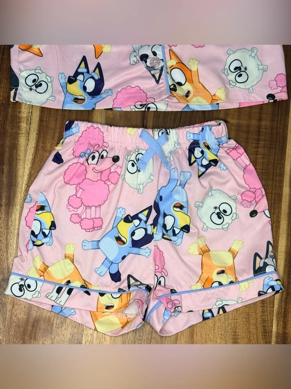Bluey Girls Pajama Set XS 4/5 Pink Button Front Short Sleeve Shorts